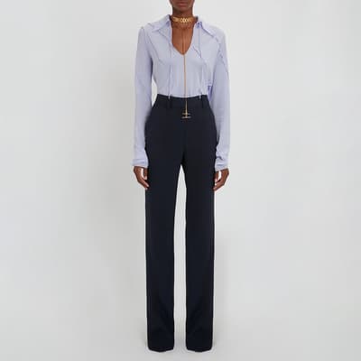 Navy Tailored Straight Leg Trousers
