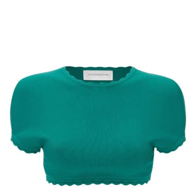Teal Cropped Short Sleeve Top