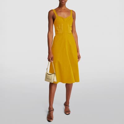 Mustard Bra Detail Cotton Dress