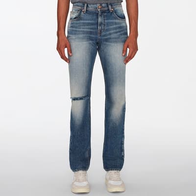 Mid Blue Straight Stretch Jeans