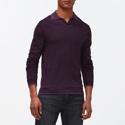 Purple V-Neck Merino Wool Sweatshirt