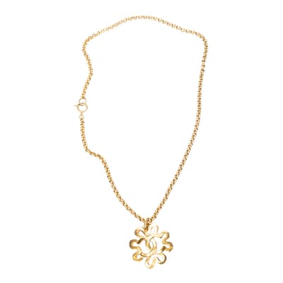 Gold CC Clover Pendant Chain Necklace Necklace