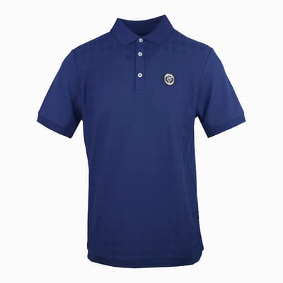 Blue Knitted Polo Shirt