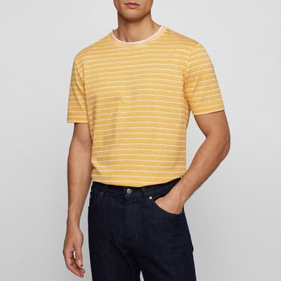 Yellow Tiburt Stripe Cotton Blend T-Shirt