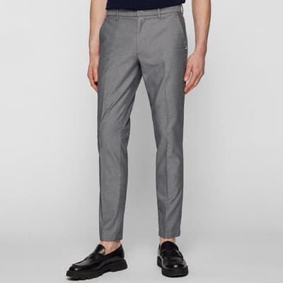 Grey Kaito Slim Fit Cotton Blend Trousers