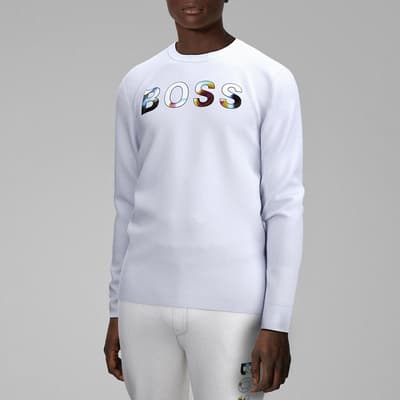 White TDigitize Printed Chest Logo Cotton Sweatshirt