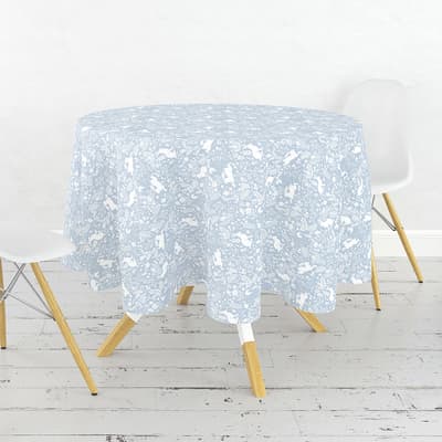 Forest Life Blue Acrylic Round Tablecloth 132cm
