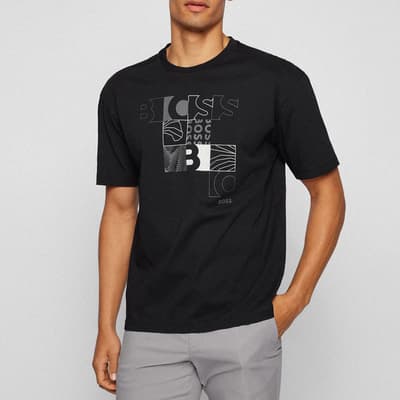 Black Tirax Graphic Logo Cotton T-Shirt