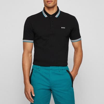 Black Paddy Contrast Trim Cotton Polo Shirt