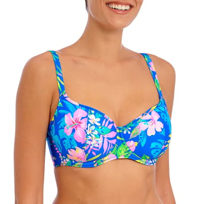 Blue Hot Tropics Sweetheart Bikini Top