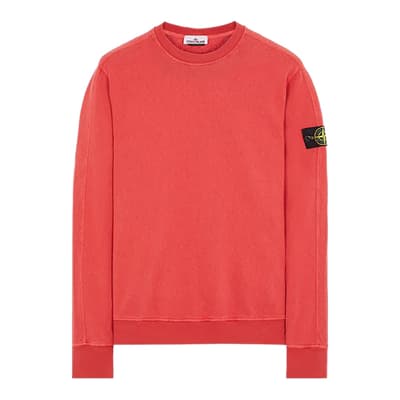 Red Garment Dyed Cotton Fleece Sweatshirt