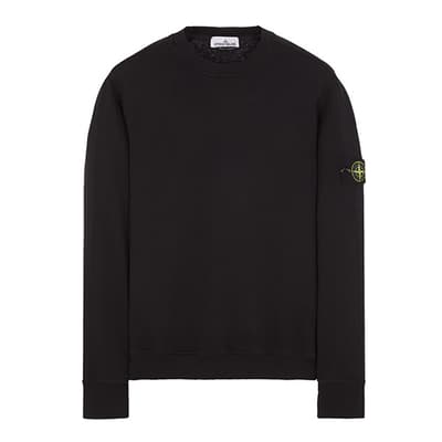 Black Garment Dyed Cotton Fleece Sweatshirt