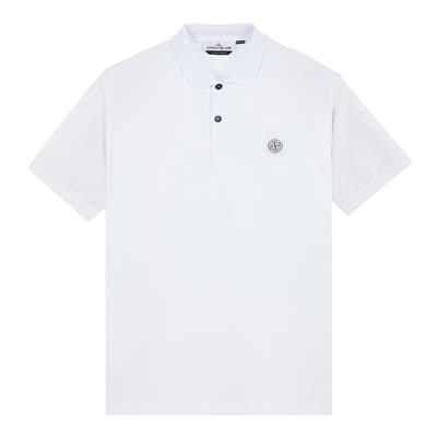 White Cotton Pique Polo Shirt