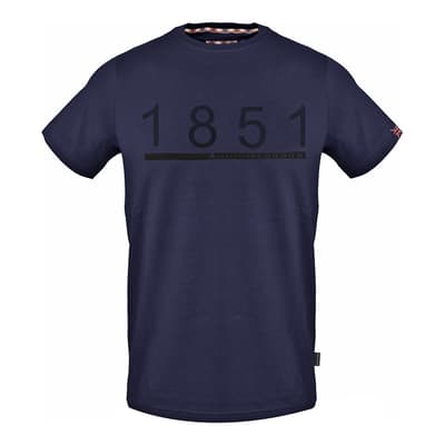 Navy Printed Number Logo Cotton T-Shirt