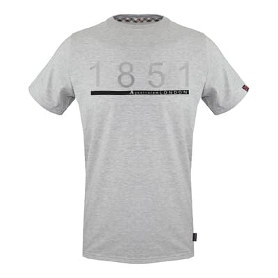 Grey Printed Number Logo Cotton T-Shirt