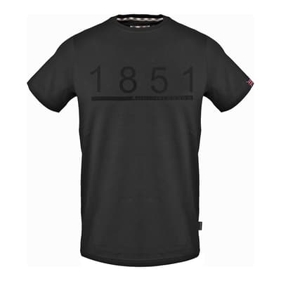Black Printed Number Logo Cotton T-Shirt