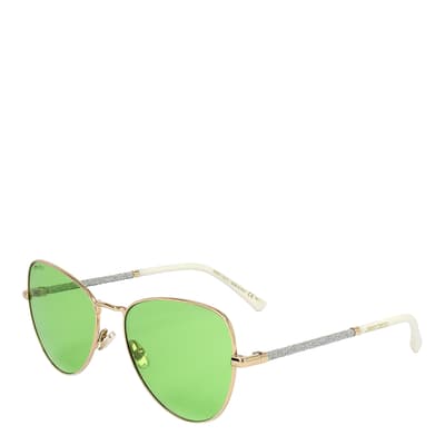 Green Lense Gold Round Sunglasses 56mm