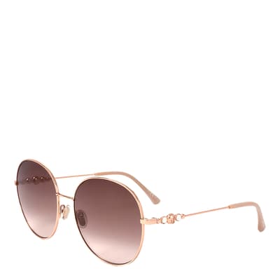 Pink Lense Gold Round Sunglasses 60mm