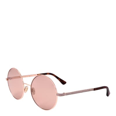 Pink Lense Gold Round Sunglasses 57mm