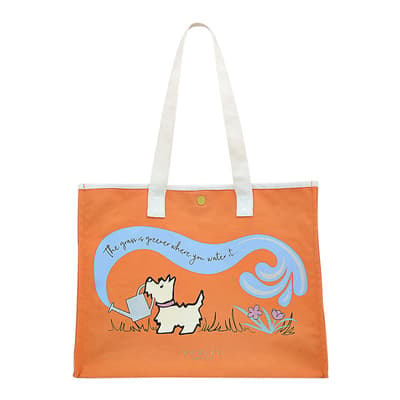 THE GRASS IS GREENER LARGE OPEN TOP TOTE APRICOT