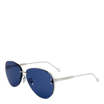 Silver Blue Aviator Sunglasses 62mm