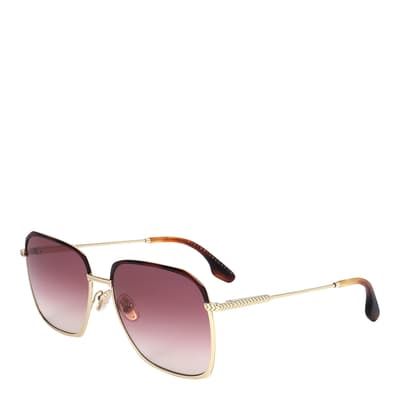 Gold, Burgundy Square Sunglasses 59mm
