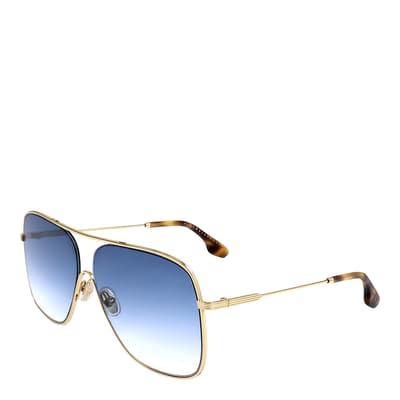 Gold, Teal Aviator Sunglasses 61mm