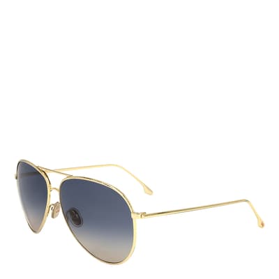 Gold, Teal Aviator Sunglasses 62mm