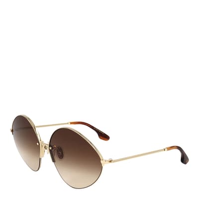 Gold, Brown Round Sunglasses 64mm