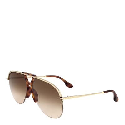 Gold, Brown Aviator Sunglasses 65mm