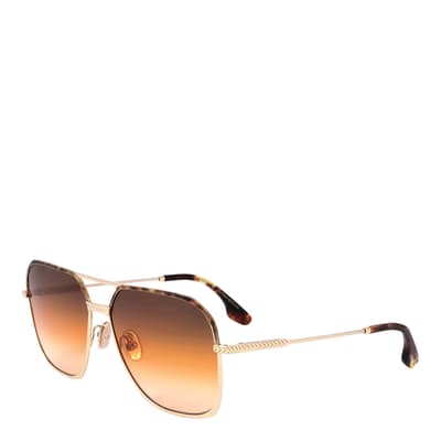 Gold, Brown Orange Square Sunglasses 59mm