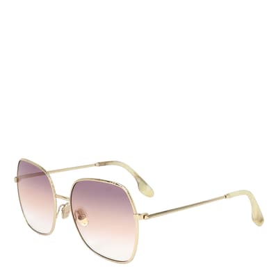 Gold, Purple Peach Square Sunglasses 56mm