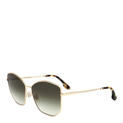 Gold, Khaki Cateye Sunglasses 59mm