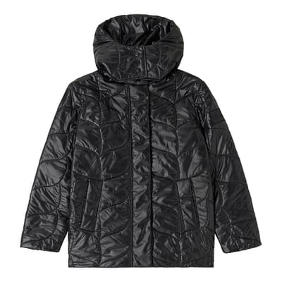 Black Softie Quilted Hooded Puffer Jacket