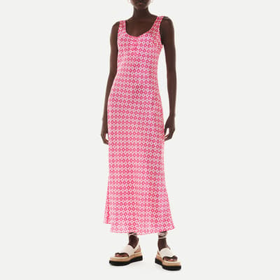 Pink Two Tone Tile Silk Blend Dress