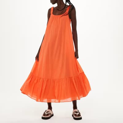 Coral Rhea Trapeze Cotton Dress