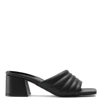 Black Quilted Strap Heeled Mules