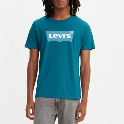Teal Graphic Cotton T-Shirt