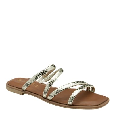 Gold Tain Leather Flat Sandals