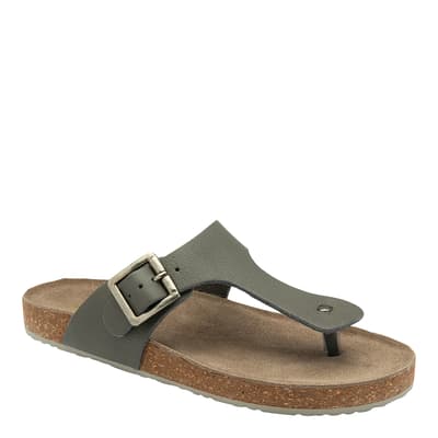 Grey Barran Leather Flat Sandals