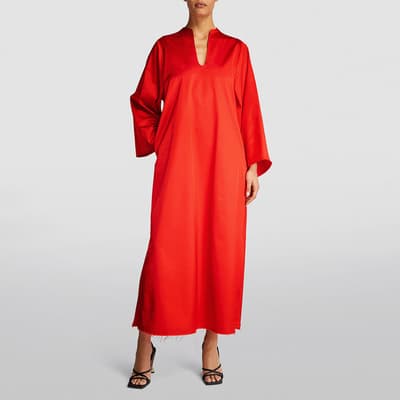 Red Mirela V-Neck Midi Dress