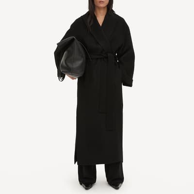  Black Trullem Wool Wrap Coat
