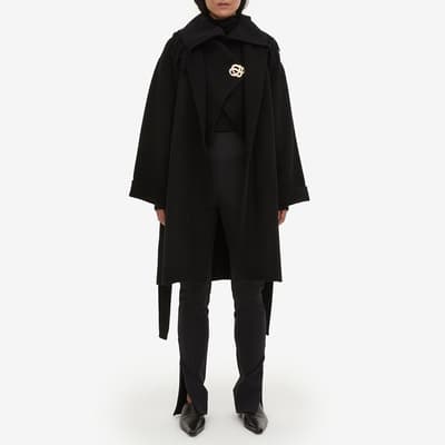 Black Trullas Wool Wrap Coat