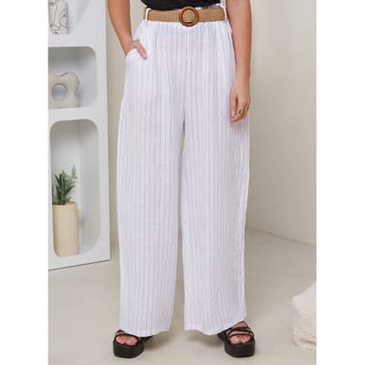 White Stripe Linen Trousers