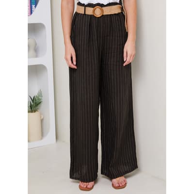 Black Stripe Linen Trousers