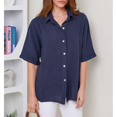 Navy Oversized Linen Shirt
