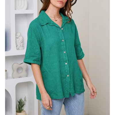 Green Oversized Linen Shirt