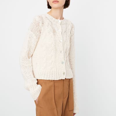 Cream Cable Front Cardigan