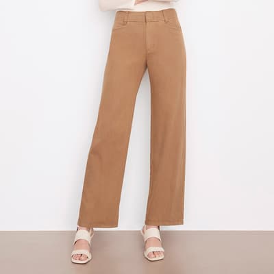 Camel High Waist Washed Casual Pant