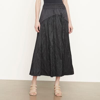 Black Smocked Tiered Skirt